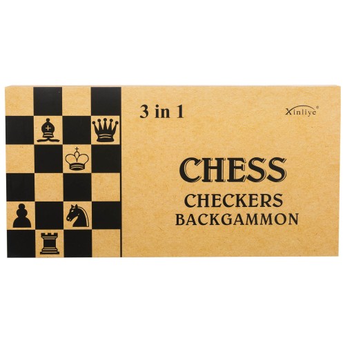 Набір настільних ігор 3 в 1 Xinliye шахи, шашки, нарди, код: W7725B