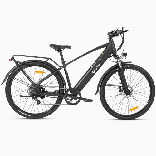 Електровелосипед міський DYU C5 (250 Вт; 10 А*год; 48 В), колеса 27,5", з ручкою газу, чорний, код: DYU-C5-black