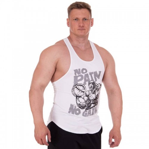 Майка борцовка спортивна чоловіча PlayGame No Pain No Gain 2XL, зріст 185-190, білий, код: NP-1186_2XLW