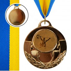 Медаль спортивна зі стрічкою PlayGame Aim Важка атлетика золота, код: C-4846-0096_G