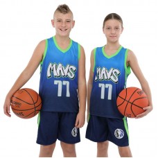 Форма баскетбольна дитяча NBA клуб Dallas Mavericks 77, розмір XL, синій-жовтий, код: BA-9826_XLBL