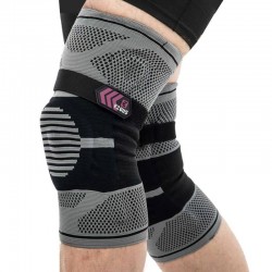 Наколінник бандаж еластичний з фіксуючим ременем Ezous Knee Brace L, сірий-чорний, код: A-07_L