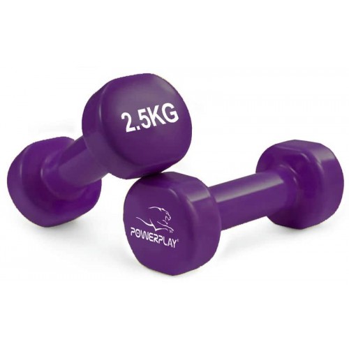 Гантелі вінілові PowerPlay Achilles 2х2.5 кг, фіолетові, код: PP_4125_2.5kg_2in