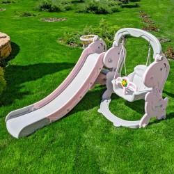 Гірка-гойдалка з баскетбольним кільцем Bambi YG2020-2-8 сіро-рожевий, код: 6903317365548 Гірка-гойдалка з баскетбольним кільцем Bambi YG2020-2-8 сіро-рожевий, код: 6903317365548