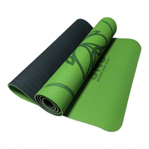 Килимок для йоги SNS Метелик KOT6-2-G+BL з розміткою 1830х610х6 мм, зелений, код: 12864-SNS