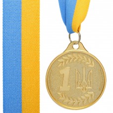 Медаль спортивна зі стрічкою PlayGame Ukraine d-65 мм, золотий, код: C-9293_G