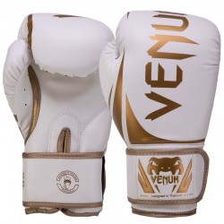 Рукавички боксерські шкіряні Venum Challenger 14 унцій, білий-золотий, код: VN0661_14W-S52