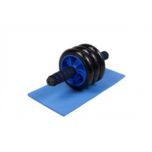 Ролик для пресу EasyFit (3 колеса) з килимком, синій, код: EF-1353-B-EF
