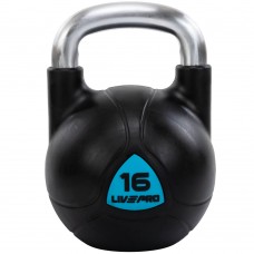 Гиря цільна з поліуретановим покриттям та хромованою ручкою LiveUp 16кг, чорний, код: LP8040-16 Гиря цільна з поліуретановим покриттям та хромованою ручкою LiveUp 16кг, чорний, код: LP8040-16