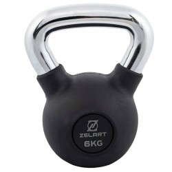Гиря чавунна з гумовим покриттям та хромованою ручкою Zelart 6кг, чорний, код: TA-7794-6-S52 Гиря чавунна з гумовим покриттям та хромованою ручкою Zelart 6кг, чорний, код: TA-7794-6-S52