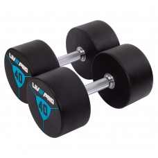 Гантелі цільні професійні з поліуретановим покриттям LiveUp 2х40 кг, чорний-синій, код: LP8000-40