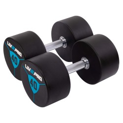 Гантелі цільні професійні з поліуретановим покриттям LiveUp 2х40 кг, чорний-синій, код: LP8000-40