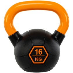 Гиря тренувальна цільна гумова LiveUp Urethane Competition Kettlebell 16кг, чорний-помаранчевий, код: UAZE5336-16