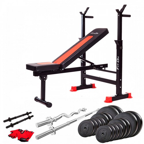 Лава тренувальна Fit-On FN-S101 + штанга та гантелі 100кг, код: 2110-0022