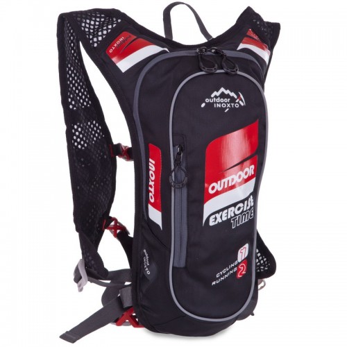 Рюкзак спортивний Inoxto 400х200х60 мм, чорний-червоний, код: L559_BKR
