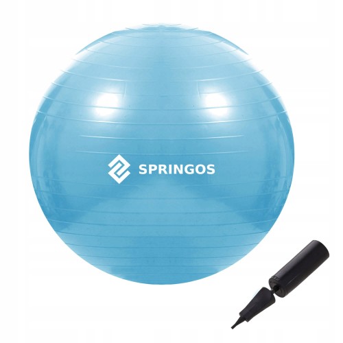 М"яч для фітнесу (фітбол) Springos Anti-Burst 55 см, блакитний, код: FB0006