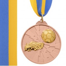 Медаль спортивна зі стрічкою PlayGame Футбол бронзова, код: C-4847_B