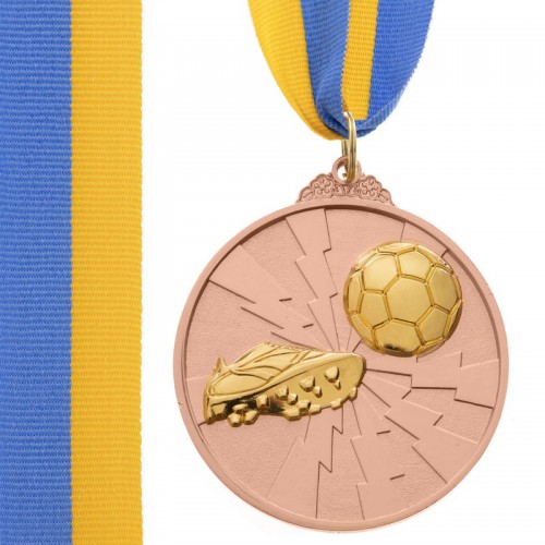 Медаль спортивна зі стрічкою PlayGame Футбол бронзова, код: C-4847_B