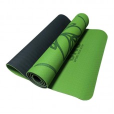 Килимок для йоги SNS Метелик KOT6-2-G+BL з розміткою 1830х610х6 мм, зелений, код: 12864-SNS