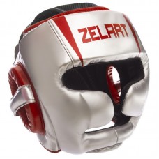 Шолом боксерський з повним захистом Zelart XL, срібний-червоний, код: BO-1328_XLGR-S52