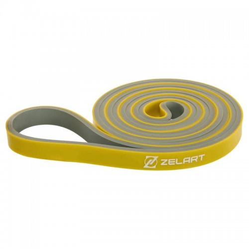 Гума петля для підтягувань та тренувань стрічка силова Zelart Power Loop 2080x13x4.5мм, XXS (2-15 кг), жовтий, код: FI-5439-2
