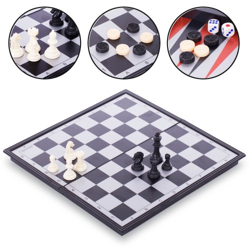 Шахи, шашки, нарди 3 в 1 дорожні ChessTour 300x300 мм, код: 9718