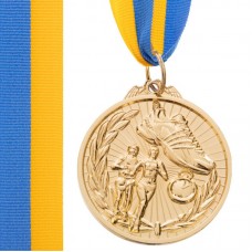 Медаль спортивна зі стрічкою PlayGame Біг золотая, код: C-7014_G