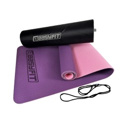 Килимок для йоги та фітнесу двошаровий EasyFit 1830х610х6 мм + чохол, фіолетовий з рожевий, код: EF-1924E-VP
