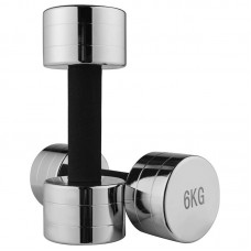Гантель для фітнесу хромована FitGo 1x6 кг, гриф-неопреновий захист, код: 80019А-6-WS Гантель для фітнесу хромована FitGo 1x6 кг, гриф-неопреновий захист, код: 80019А-6-WS