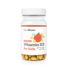 Жувальний вітамін D3 GymBeam для дітей 120 штук, зі смаком апельсину, код: 8586022217135
