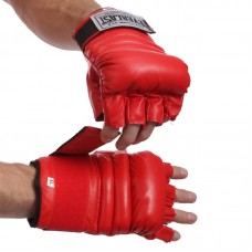 Рукавички для змішаних єдиноборств MMA шкіряні Everlast M червоний, код: VL-01045_MR