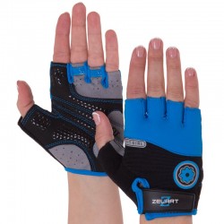 Рукавички для фітнесу жіночі Zelart XS чорний-блакитний, код: SB-161727_XSN
