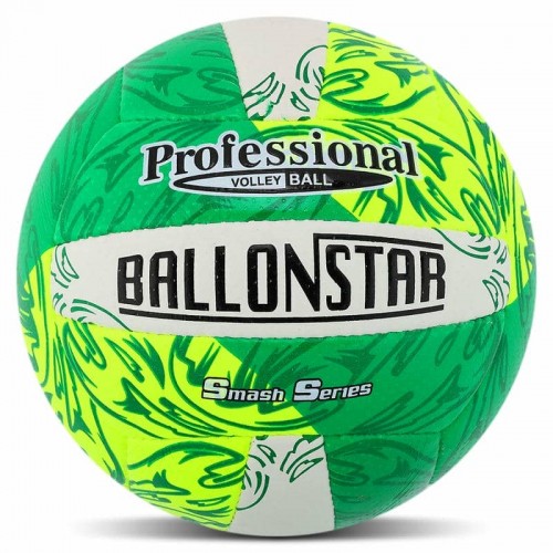М"яч волейбольний Ballonstar №5 PU, білий-жовтий-зелений, код: VB-4070-YG