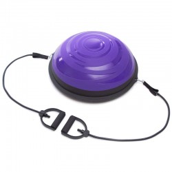 Балансировочная платформа цільна FitGo BOSU з двома еспандерами 570 мм, чорний-фіолетовий, код: FI-1935_V