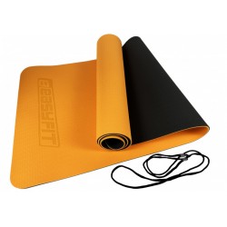 Килимок для йоги та фітнесу EasyFit TPE+TC двошаровий 1830x610x6 мм, помаранчевий-чорний, код: EF-1924-ORB-EF