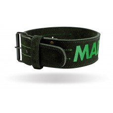 Пояс для важкої атлетики MadMax MFB-301 Suede Single Prong шкіряний Black/Green M, код: MFB-301_M