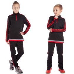 Костюм спортивний дитячий унісекс Lidong 32, зріст 145-155, чорний-червоний, код: LD-2001T_32BKR