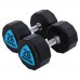 Гантелі цільні професійні з поліуретановим покриттям LiveUp 2х26кг, чорний-синій, код: LP8003-26-S52
