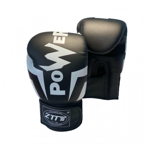 Рукавички боксерські Power ZTQ-116 10 унцій, чорний з білими елементами, код: 14052-SNS