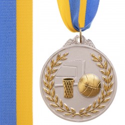Медаль спортивна зі стрічкою PlayGame Баскетбол срібна, код: C-4849_S