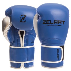 Рукавички боксерські Zelart PU 12 унцій, синій-срібний, код: BO-1384_12_BLGR-S52