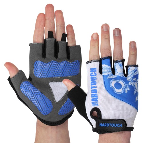 Рукавички для фітнесу та тренувань Hard Touch M, чорний-білий-синій, код: FG-9524_MBKBL