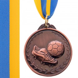 Медаль спортивна зі стрічкою PlayGame Футбол бронзова, код: C-7011_B