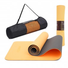 Килимок для йоги та фітнесу Cornix Orange/Black 183x61x0.6 см, код: XR-0001