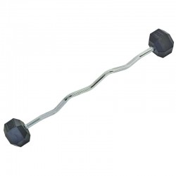 Штанга фіксована Zelart Rubber Hexagon Barbell вигнута гумова довжина-95см 30кг, код: TA-6231-30-S52