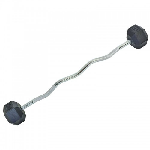 Штанга фіксована Zelart Rubber Hexagon Barbell вигнута гумова довжина-95см 30кг, код: TA-6231-30-S52