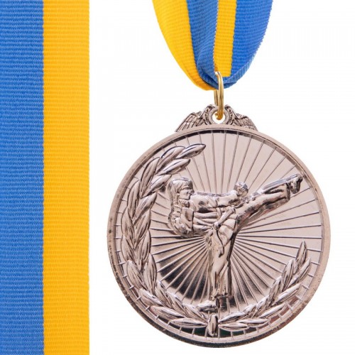 Медаль спортивна зі стрічкою PlayGame Карате срібна, код: C-7016_S