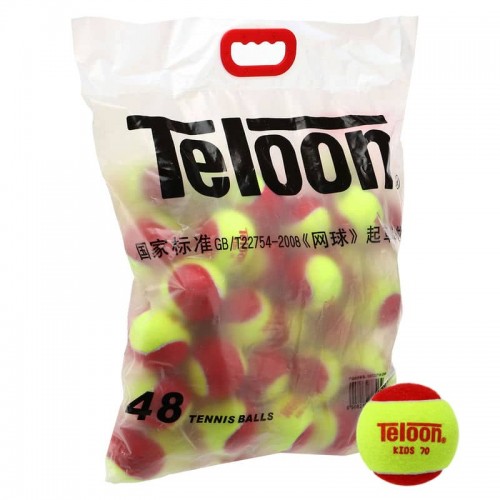 М"яч для великого тенісу Teloon Kids 70, 48 шт, червоно-салатовий, код: Stage-3