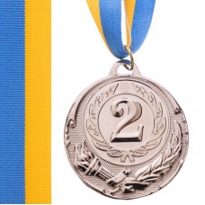Медаль спортивна зі стрічкою PlayGame Zing срібна, код: C-4329_S