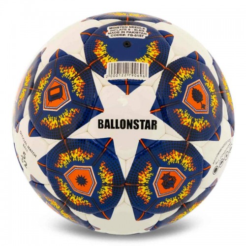 М"яч футбольний Ballonstar Premier №5 PU, білий-синій, код: FB-5157_BL